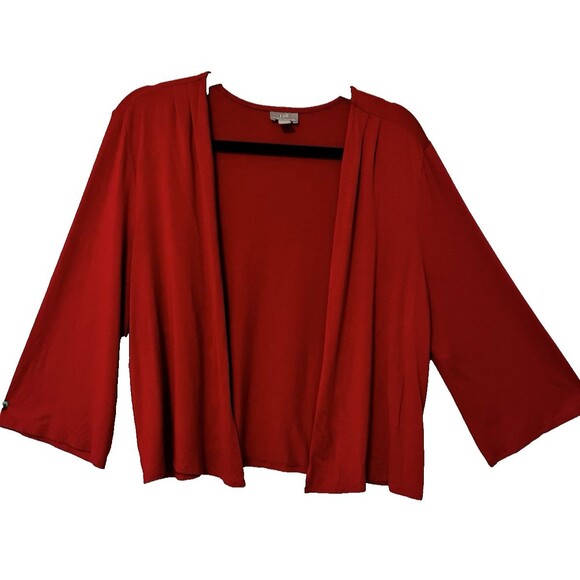 J. Jill Wearever Collection Open Front Shawl Cardigan Sweater Large Red - Picture 1 of 11